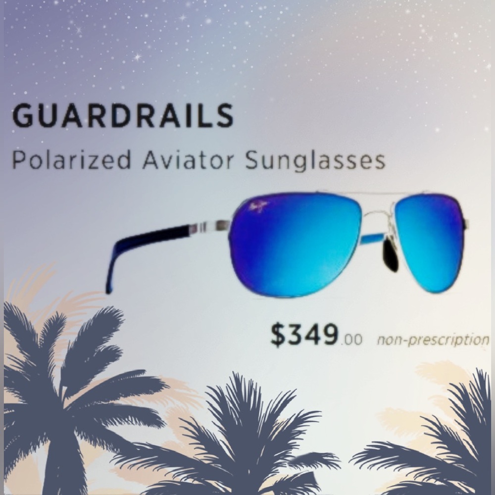 Maui Jim ~ GUARDRAILS ~ Polarized Aviator Sunglasses ~ Brand New